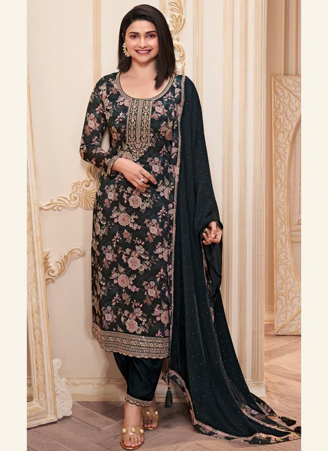 Chinon Black Daily Wear Digital Print Salwar Suit